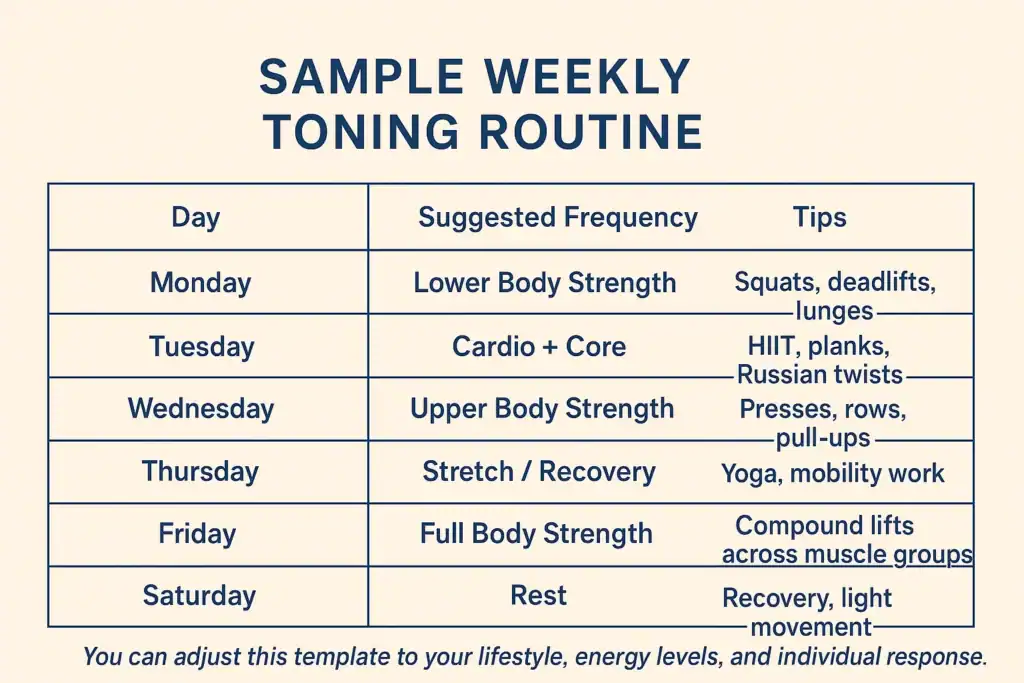 Achieving the Perfect Tone: How Often Should You Exercise for Results? 4 Weekly exercise Wales plan graphic