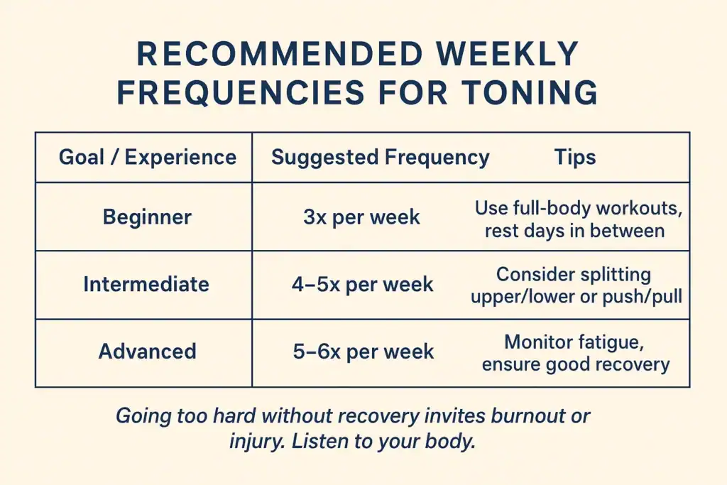 Achieving the Perfect Tone: How Often Should You Exercise for Results? 2 Graphic to show how often you should do exercise to help with toning Wales
