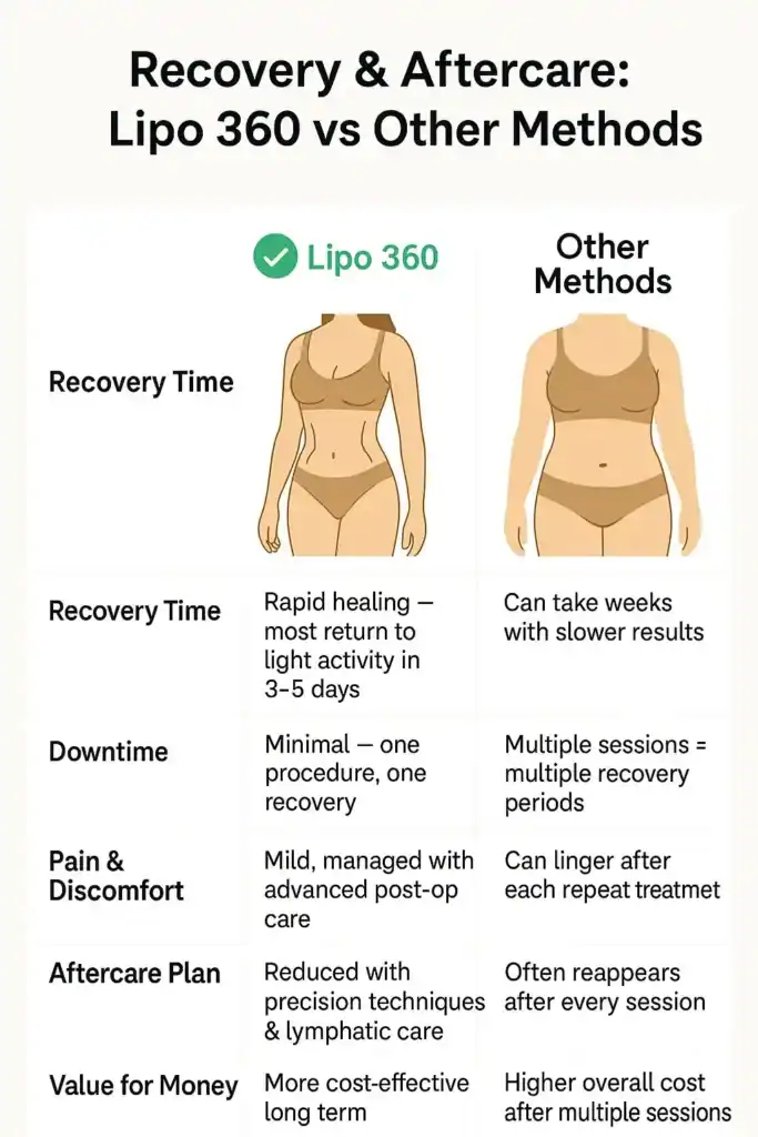 Recovery and Aftercare for Fat-Dissolving Surgery 2 Table to show fat dissolving injection aftercare Wales